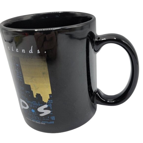 Friends TV Show Mug Black 3.75" Good Coffee Good Friends NYC Skyline VTG 1995 - Picture 5 of 10